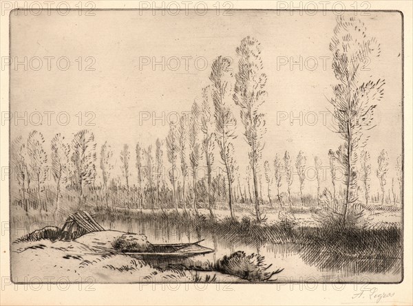 Alphonse Legros (French, 1837 - 1911). PrÃ¨s d'Amiens: Les TourbiÃ¨res. Drypoint.