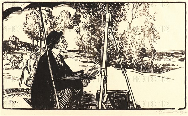 Auguste Louis LepÃ¨re (French, 1849 - 1918). The Landscape Painter (Le paysagiste), 1912. Woodcut on Asian paper. Image: 233 mm x 398 mm (9.17 in. x 15.67 in.). First state.