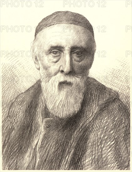Alphonse Legros (French, 1837 - 1911). Portrait of G. F. Watts. Lithograph.