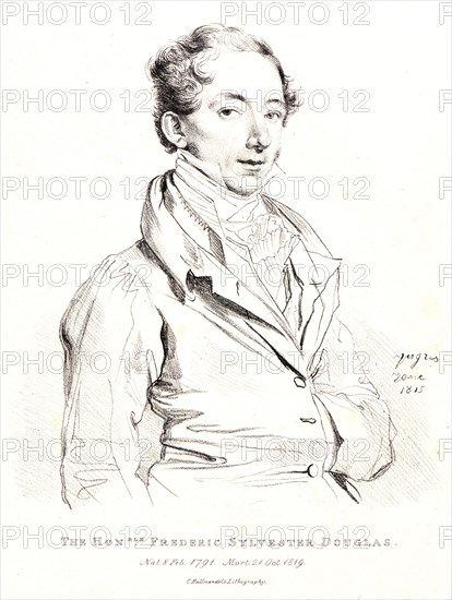 After Jean-Auguste-Dominique Ingres (French, 1780 - 1867). Hon. Frederick Sylvester North Douglas, ca. 1820-1840. Lithograph on Whatman paper.
