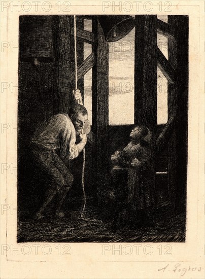 Alphonse Legros (French, 1837 - 1911). The Bell Ringers, 1868. Etching.