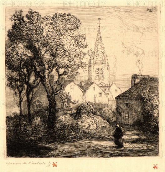 Auguste Louis LepÃ¨re (French, 1849 - 1918). L'Ãâglise de Jouy-le-Moutier, 1910. Etching.