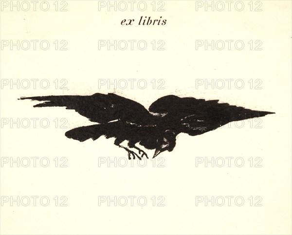 Ãâdouard Manet (French, 1832 - 1883). The Raven (Le corbeau): Flying Raven (ex libris), 1875. From The Raven (Le corbeau). Lithographs with cover and text on wove paper.