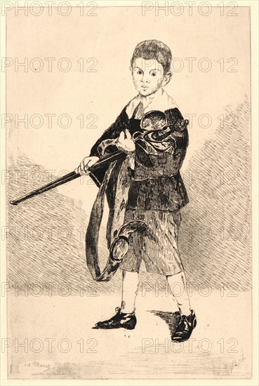 Ãâdouard Manet (French, 1832 - 1883). Child with a Sword Turned to the Left (L'Enfant a l'Ãâpée tournée Ã  gauche), 1862. Etching on machine-made laid paper. Plate: 259 mm x 175 mm (10.2 in. x 6.89 in.). Third of four states.