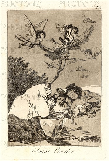 Francisco de Goya (Spanish, 1746-1828). Todos CaerÃ¡n. (All will fall.), 1796-1797. From Los Caprichos, no. 19. Etching and burnished aquatint. Plate: 215 mm x 145 mm (8.46 in. x 5.71 in.).