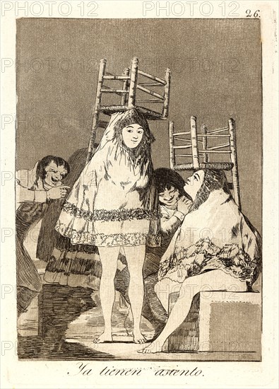 Francisco de Goya (Spanish, 1746-1828). Ya tienen asiento. (They've already got a seat.), 1796-1797. From Los Caprichos, no. 26. Etching and burnished aquatint. Plate: 213 mm x 150 mm (8.39 in. x 5.91 in.).