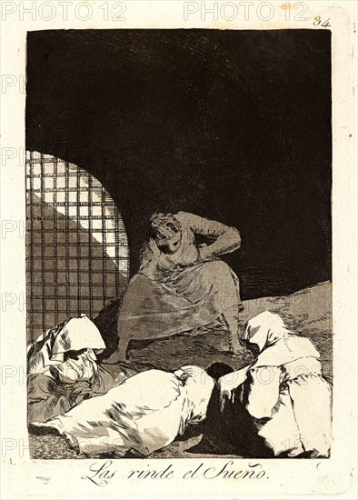 Francisco de Goya (Spanish, 1746-1828). Las rinde el SueÃ±o. (Sleep overcomes them.), 1796-1797. From Los Caprichos, no. 34. Etching and burnished aquatint. Plate: 215 mm x 151 mm (8.46 in. x 5.94 in.).