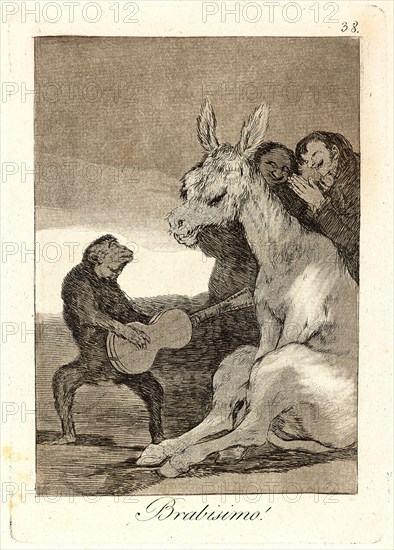 Francisco de Goya (Spanish, 1746-1828). Brabisimo! (Bravo!), 1796-1797. From Los Caprichos, no. 38. Etching, burnished aquatint and drypoint. Plate: 214 mm x 150 mm (8.43 in. x 5.91 in.).