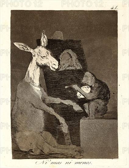 Francisco de Goya (Spanish, 1746-1828). Ni mas ni menos. (Neither more nor less.), 1796-1797. From Los Caprichos, no. 41. Etching, burnished aquatint, drypoint, and burin. Plate: 196 mm x 149 mm (7.72 in. x 5.87 in.). Second state.