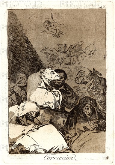 Francisco de Goya (Spanish, 1746-1828). Correccion. (Correction.), 1796-1797. From Los Caprichos, no. 46. Etching and burnished aquatint on cream laid paper. Plate: 215 mm x 150 mm (8.46 in. x 5.91 in.).