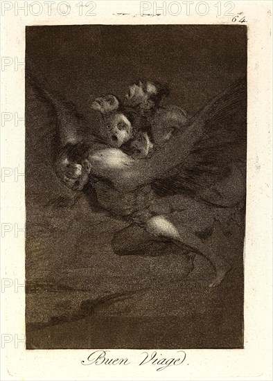 Francisco de Goya (Spanish, 1746-1828). Buen Viage. (Bon voyage.), 1796-1797. From Los Caprichos, no. 64. Etching, burnished aquatint, and burin on cream laid paper. Plate: 215 mm x 150 mm (8.46 in. x 5.91 in.).