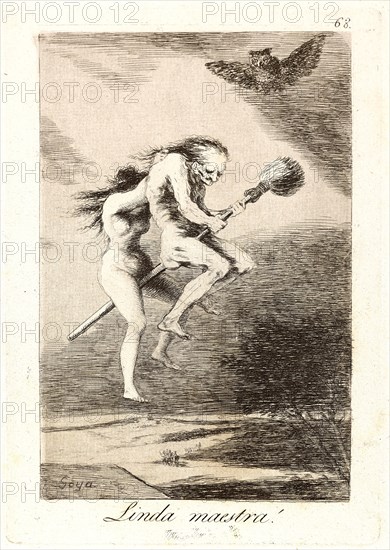 Francisco de Goya (Spanish, 1746-1828). Linda maestra! (Pretty teacher!), 1796-1797. From Los Caprichos, no. 68. Etching, burnished aquatint, and drypoint on cream laid paper. Plate: 210 mm x 150 mm (8.27 in. x 5.91 in.).