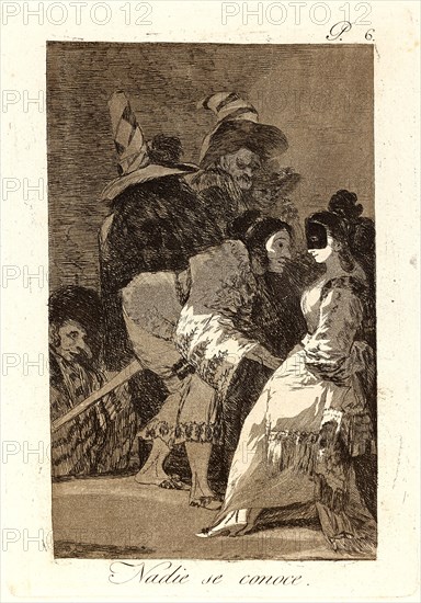Francisco de Goya (Spanish, 1746-1828). Nadie se conoce. (Nobody knows himself.), 1796-1797. From Los Caprichos, no. 6. Etching and burnished aquatint. Plate: 215 mm x 151 mm (8.46 in. x 5.94 in.). First state.