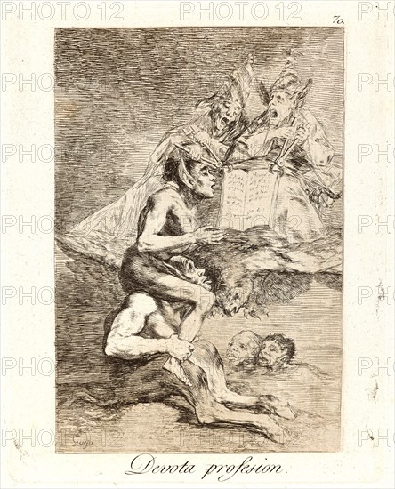 Francisco de Goya (Spanish, 1746-1828). Devota profesion. (Devout profession.), 1796-1797. From Los Caprichos, no. 70. Etching, aquatint, and drypoint on cream laid paper. Plate: 210 mm x 165 mm (8.27 in. x 6.5 in.).