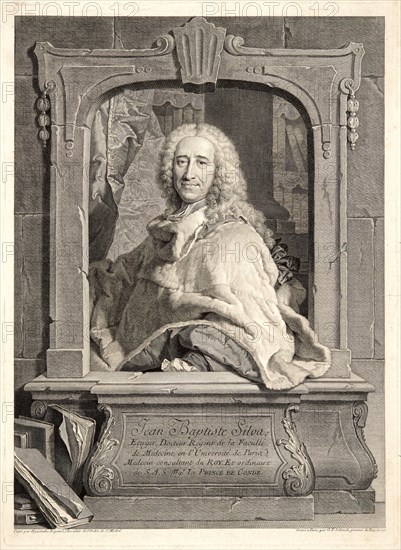 Georg Friedrich Schmidt (German, 1712-1775) after Hyacinthe Rigaud (French, 1659-1743). Portrait of Jean-Baptist Silva, 1742. Engraving on laid paper. Plate: 495 mm x 362 mm (19.49 in. x 14.25 in.).