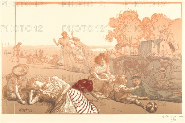 Auguste Louis LepÃ¨re (French, 1849 - 1918). Bucolique Moderne, 1901. Color woodcut on wove paper. Image: 260 mm x 420 mm (10.24 in. x 16.54 in.). Fourth of five states.