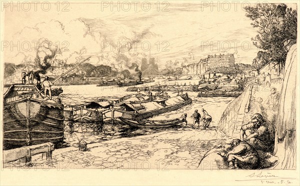 Auguste Louis LepÃ¨re (French, 1849 - 1918). Les Bords de la Seine, . Etching. Third state.