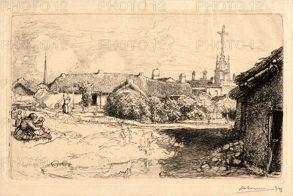 Auguste Louis LepÃ¨re (French, 1849 - 1918). Le Calvaire, St. Jean de Monts, 1909. Etching.