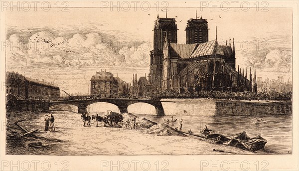 Edmond Gosselin (French, 19th century) after Charles Meryon (French, 1821 - 1868). Apse of Notre Dame, 1881. From Eaux- Fortes sur Paris d'aprÃ¨s C. Meryon. Etching.
