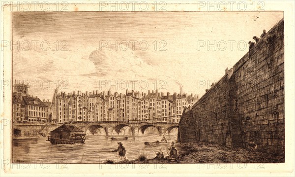 Edmond Gosselin (French, 19th century) after Charles Meryon (French, 1821 - 1868). Le Pont-au-Change, 1881. From Eaux- Fortes sur Paris d'aprÃ¨s C. Meryon. Etching.
