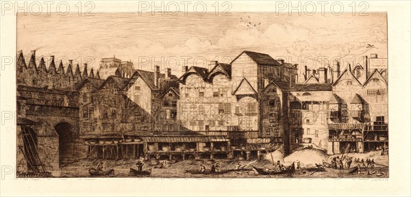 Edmond Gosselin (French, 19th century) after Charles Meryon (French, 1821 - 1868). Partie de le Cite, 1881. From Eaux- Fortes sur Paris d'aprÃ¨s C. Meryon. Etching.