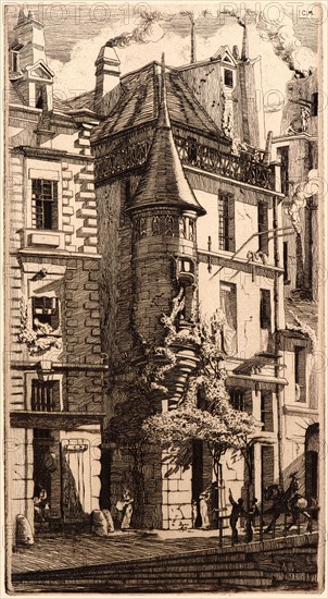 Edmond Gosselin (French, 19th century) after Charles Meryon (French, 1821 - 1868). Tourelle de la Rue de la Tixeranderie, 1881. From Eaux-Fortes sur Paris d'aprÃ¨s C. Meryon. Etching.