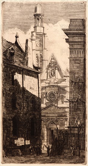 Edmond Gosselin (French, 19th century) after Charles Meryon (French, 1821 - 1868). St. Etienne du Mont, 1881. From Eaux- Fortes sur Paris d'après C. Meryon. Etching.