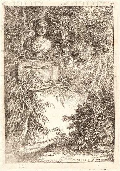 Hubert Robert (French, 1733 - 1808). The Bust, 1763-1764. From Evenings in Rome (Les Soirées de Rome). Etching on laid paper. Plate: 136 mm x 95 mm (5.35 in. x 3.74 in.). Second of three states.