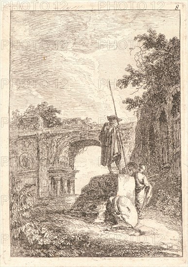 Hubert Robert (French, 1733 - 1808). Triumphal Arch, 1763-1764. From Evenings in Rome (Les Soirées de Rome). Etching on laid paper. Plate: 137 mm x 95 mm (5.39 in. x 3.74 in.). Second of three states.