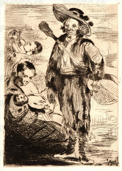 Ãâdouard Manet (French, 1832 - 1883). The Little Gypsies (Les petits gitanos), 1862. Etching on laid paper from bound volume. Only state.