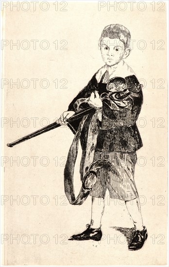 Ãâdouard Manet (French, 1832 - 1883). Child with a Sword Turned to the Left (L'Enfant a l'Ãâpée tournée Ã  gauche), 1861 (possibly 1862). Etching on leaf from bound volume. Second state.