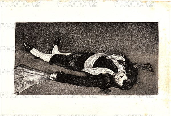 Ãâdouard Manet (French, 1832 - 1883). The Dead Toreador (Le torero mort), 1864. Etching on leaf from bound volume. Plate: 153 mm x 223 mm (6.02 in. x 8.78 in.). Fifth of seven states.