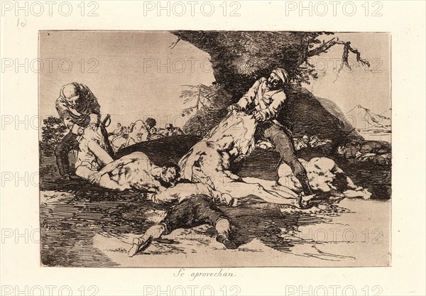 Francisco de Goya (Spanish, 1746-1828). They Make Use of Them (Se Aprovechan), 1810-1815, printed 1863. From The Disasters of War (Los Desastres de la Guerra). Etching and aquatint.
