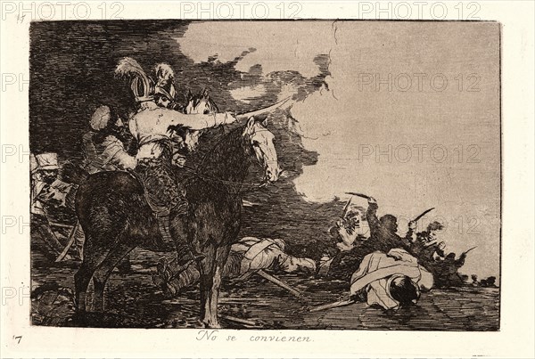 Francisco de Goya (Spanish, 1746-1828). They Do Not Agree (No Se Convienen), 1810-1815, printed 1863. From The Disasters of War (Los Desastres de la Guerra). Etching and aquatint.