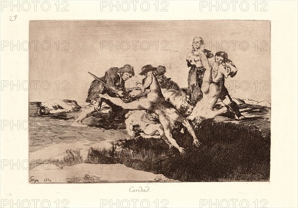 Francisco de Goya (Spanish, 1746-1828). Charity (Caridad), 1810-1815, printed 1863. From The Disasters of War (Los Desastres de la Guerra). Etching and aquatint.