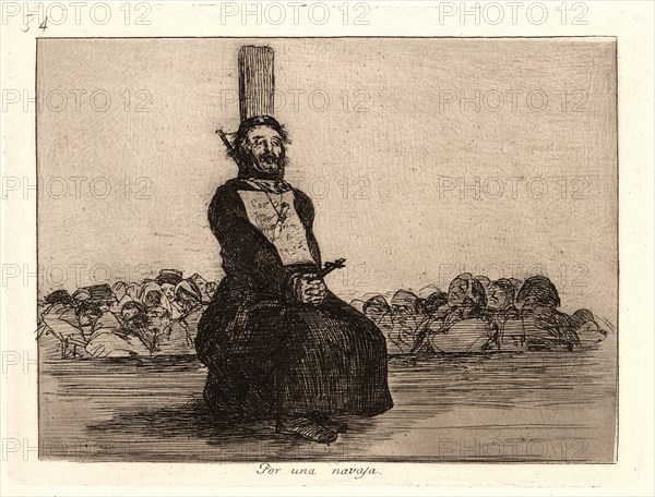 Francisco de Goya (Spanish, 1746-1828). On Account of a Knife (Por una Navaja), 1810-1815, printed 1863. From The Disasters of War (Los Desastres de la Guerra). Etching and aquatint.