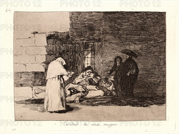 Francisco de Goya (Spanish, 1746-1828). A Woman's Charity (Caridad de una Muger), 1810-1815, printed 1863. From The Disasters of War (Los Desastres de la Guerra). Etching and aquatint.