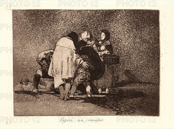 Francisco de Goya (Spanish, 1746-1828). There Was Nothing to Be Done and He Died (EspirÃ³ sin Remedio), 1810-1815, printed 1863. From The Disasters of War (Los Desastres de la Guerra). Etching and aquatint.