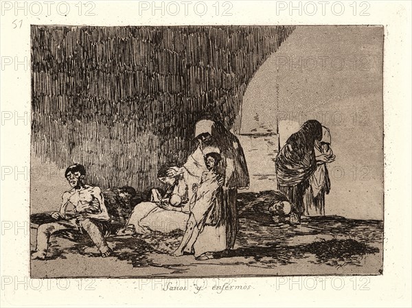 Francisco de Goya (Spanish, 1746-1828). The Healthy and the Sick (Sanos y Enfermos), 1810-1815, printed 1863. From The Disasters of War (Los Desastres de la Guerra). Etching and aquatint.