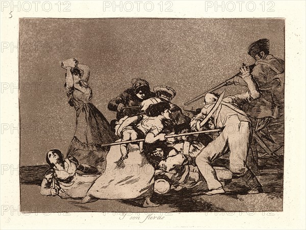 Francisco de Goya (Spanish, 1746-1828). And They Are Like Wild Beasts (Y Son Fieras), 1810-1815, printed 1863. From The Disasters of War (Los Desastres de la Guerra). Etching and aquatint.
