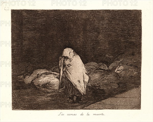 Francisco de Goya (Spanish, 1746-1828). The Beds of Death (Las Camas de la Muerte), 1810-1815, printed 1863. From The Disasters of War (Los Desastres de la Guerra). Etching and aquatint.