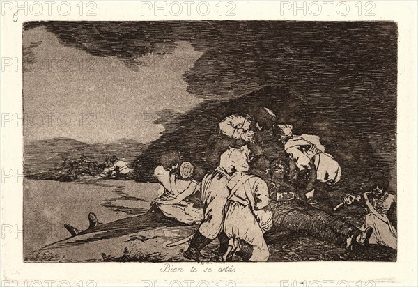 Francisco de Goya (Spanish, 1746-1828). It Serves You Right (Bien Te Se EstÃ¡), 1810-1815, printed 1863. From The Disasters of War (Los Desastres de la Guerra). Etching and aquatint.