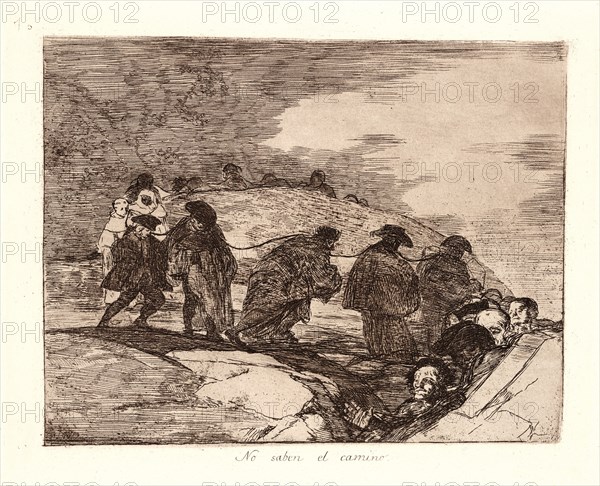Francisco de Goya (Spanish, 1746-1828). They Do Not Know the Way (No Saben el Camino), 1810-1815, printed 1863. From The Disasters of War (Los Desastres de la Guerra). Etching and aquatint.