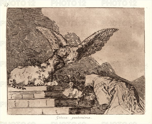 Francisco de Goya (Spanish, 1746-1828). Feline Pantomine (Gatesca Pantomima), 1810-1815, printed 1863. From The Disasters of War (Los Desastres de la Guerra). Etching and aquatint.