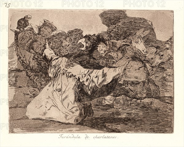 Francisco de Goya (Spanish, 1746-1828). Charlatans' Show (FarÃ¡ndula de Charlatanes), 1810-1815, printed 1863. From The Disasters of War (Los Desastres de la Guerra). Etching and aquatint.
