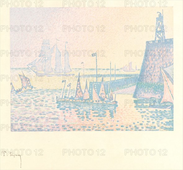 Paul Signac (French, 1863 - 1935). Evening (Le Soir), 1898. Color lithograph printed in five colors on India paper laid down. Image: 195 mm x 255 mm (7.68 in. x 10.04 in.).
