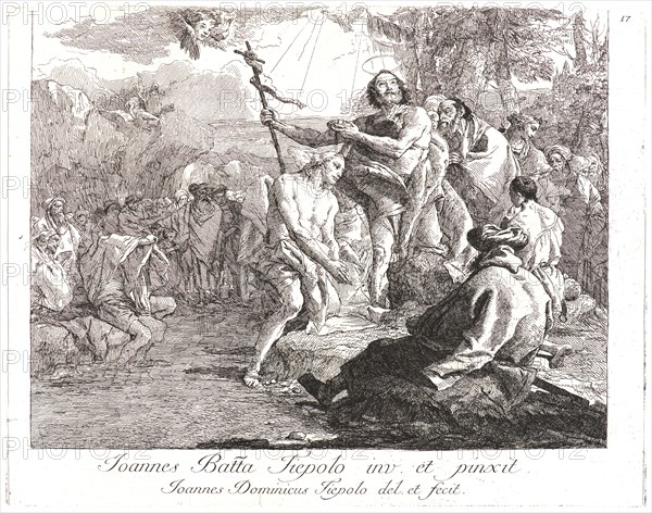 Giovanni Domenico Tiepolo (Italian, 1727 - 1804). The Baptism of Christ. Etching.