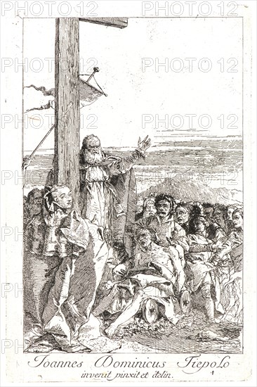 Giovanni Domenico Tiepolo (Italian, 1727 - 1804). St. Helena Finds the True Cross. Etching. Only state.