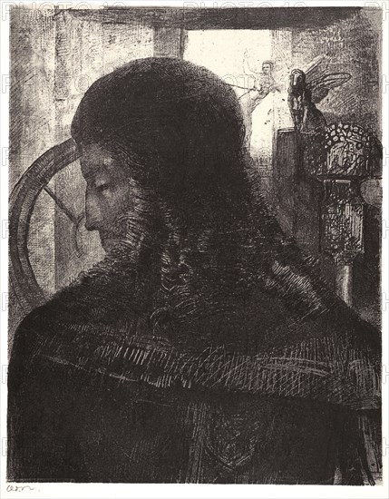 Odilon Redon (French, 1840 - 1916). Old Knight (Vieux chevalier), 1896. From L'Album des peintres-gravures. Lithograph on thin grey wove chine collé on heavy wove paper. Image: 298 mm x 233 mm (11.73 in. x 9.17 in.).