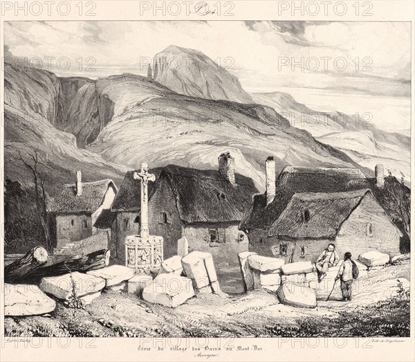 EugÃ¨ne Isabey (French, 1803 - 1886). Croix du Village des Bains au Mont-Dor, 1831. From Voyages Pittoresques et Romantiques dans l'Ancienne France. Lithograph on India paper laid down. Second state.